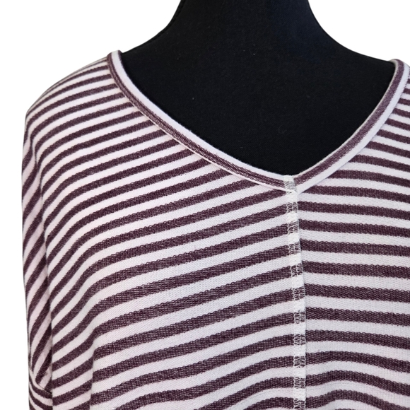 Torrid Burgundy and White Striped Long Sleeve Top Size XL - Picture 2 of 5
